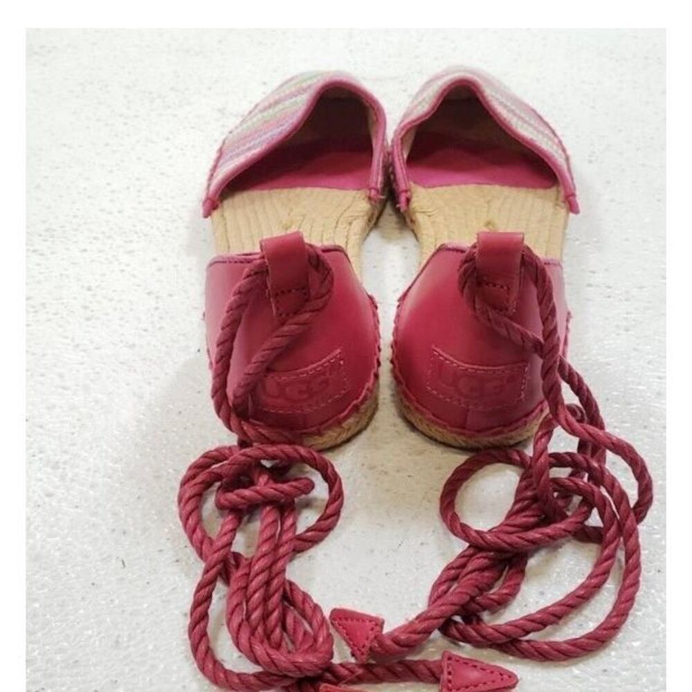 UGG Espadrille Multicolor With Pink Leather Shearling Sandal - Comfortable Style - Picture 5 of 7